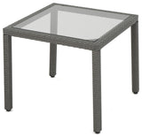GDF Studio San Tropez Outdoor Wicker Dining Table With Glass Top