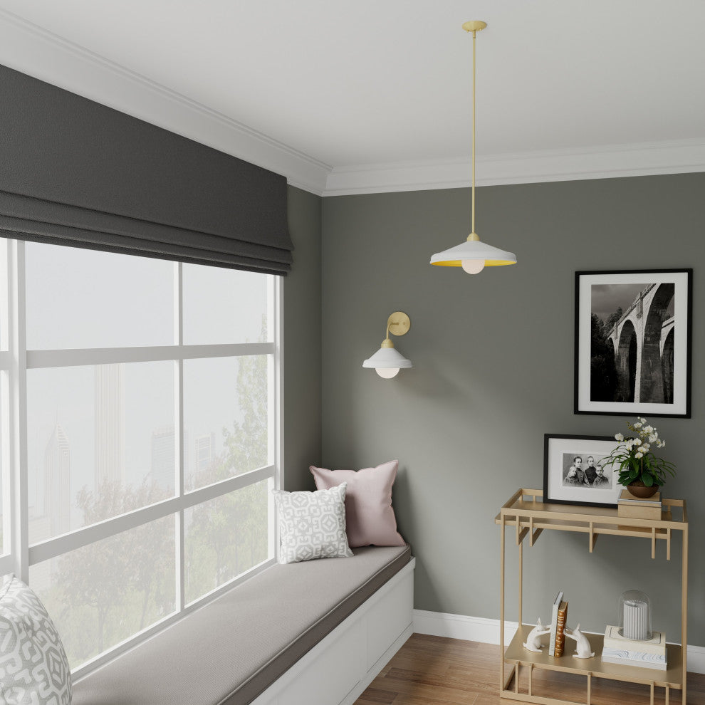 Brooks Matte White 10" Wall Sconce Barn Light with Bulb