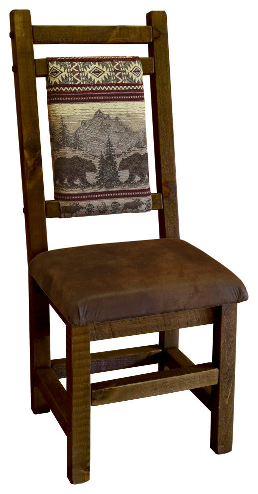 Barnwood Style Timber Peg Pedestal Dining Set, Woodland Smoke, 36" X 60", Bear Run and Palomino Tobacco