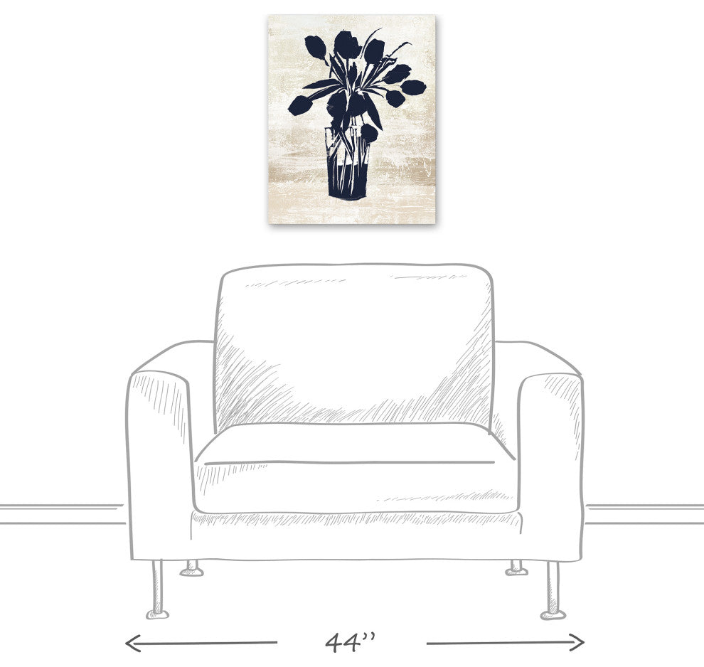 Navy Flower Vase 16x20 Canvas Wall Art