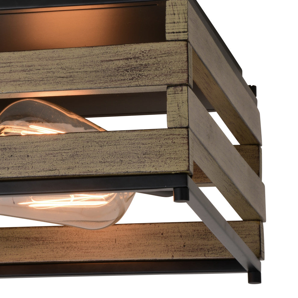 Ravenswood 13" 3 Light Flush Mount Matte Black and Burnished Maple