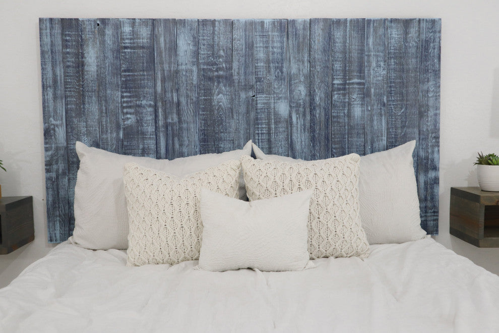 Handcrafted Headboard, Hanger Style, Blue Stonewash, Twin
