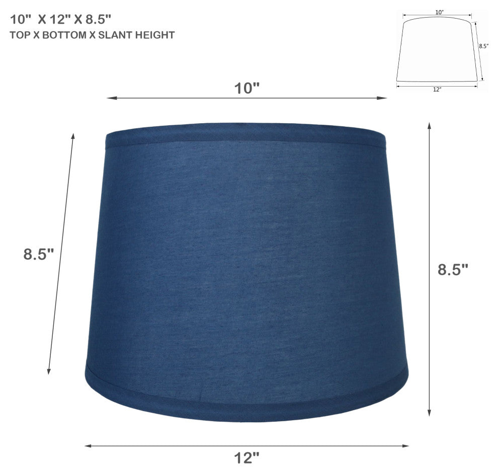French Drum Lamp Shade, Cotton, Navy Blue, 12"