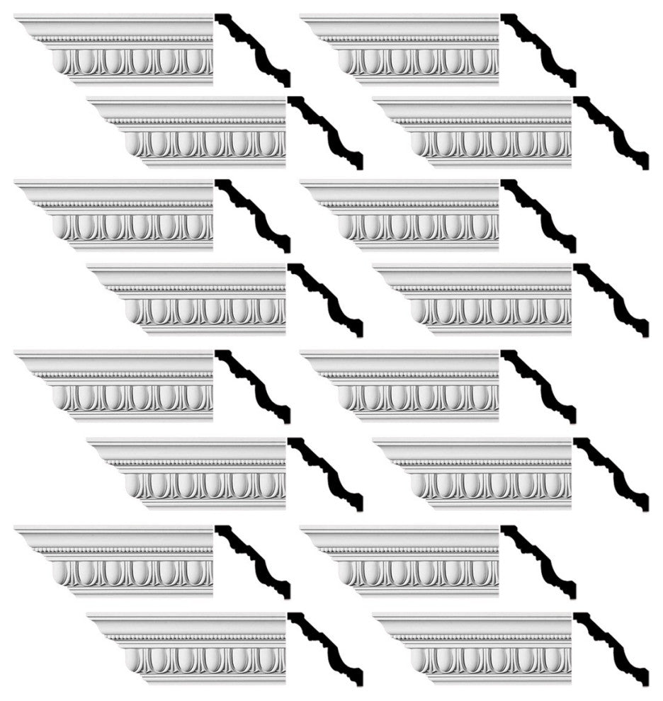 Ornate Cornice White Urethane Design 16 Pieces Totaling 1536" Length