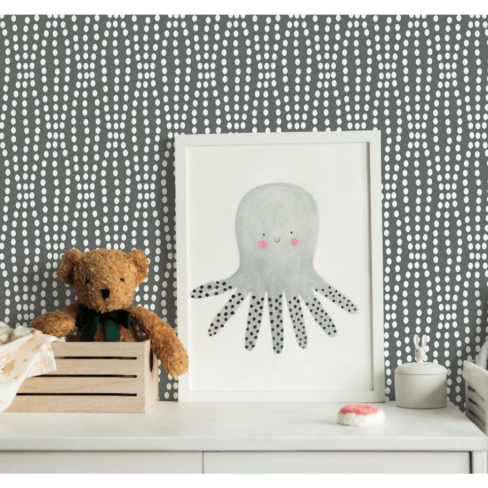 Grey & White Strands Peel & Stick Wallpaper