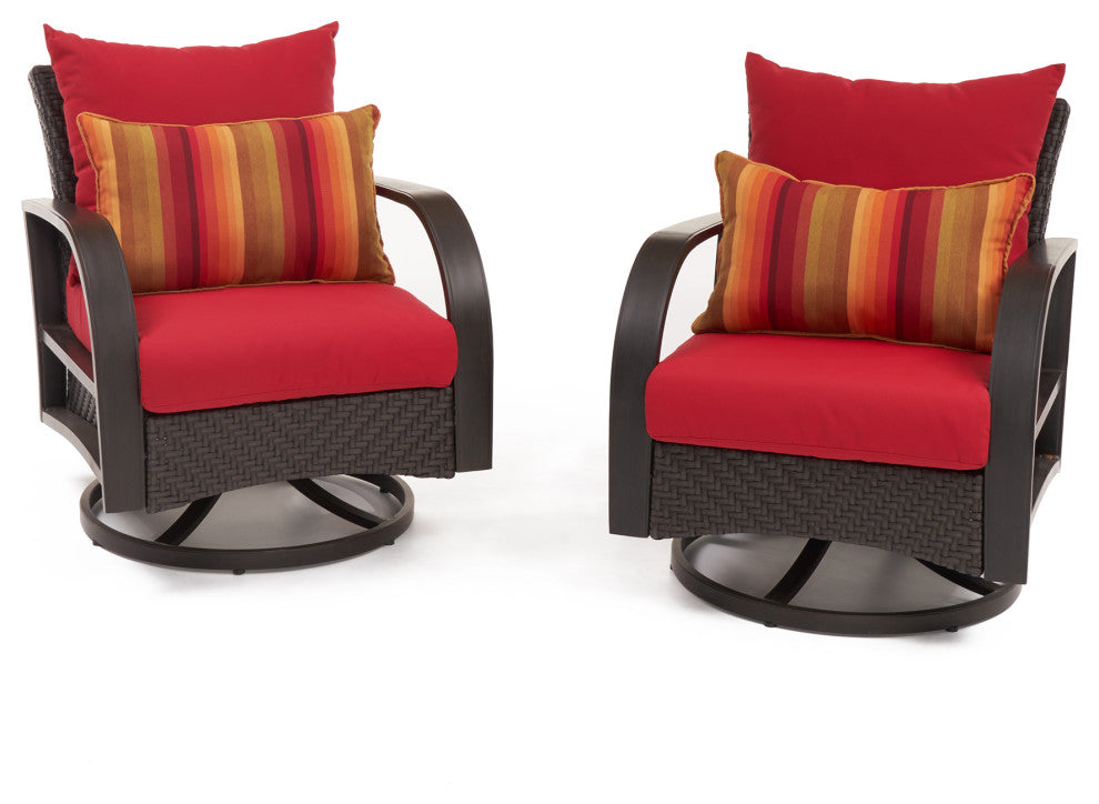 Barcelo 7 Piece Aluminum Outdoor Patio Motion Club Deep Seating Set, Red