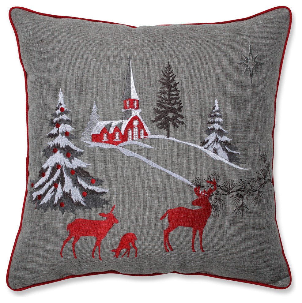 Christmas Scene 17-inch Throw Pillow