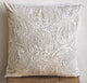 Ivory Art Silk 18"x18" Spiral Sequins Throw Pillows Cover, Ivory Swirls