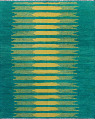 Modern Flatweave Aubriell Green/Gold Rug, 5'8x7'8