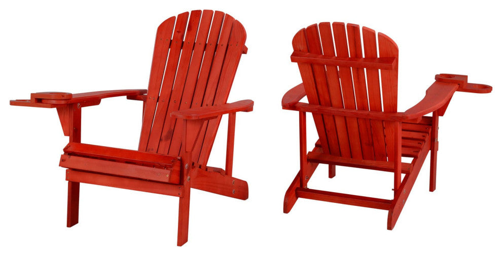 Earth Collection Adirondack Chair With phone and cup holder, Red, Two Adirondack