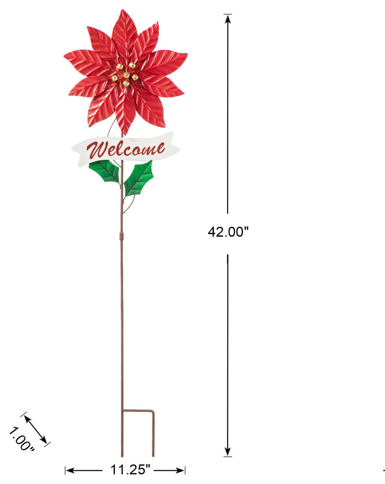 42"H Metal Poinsettia Yard Stake