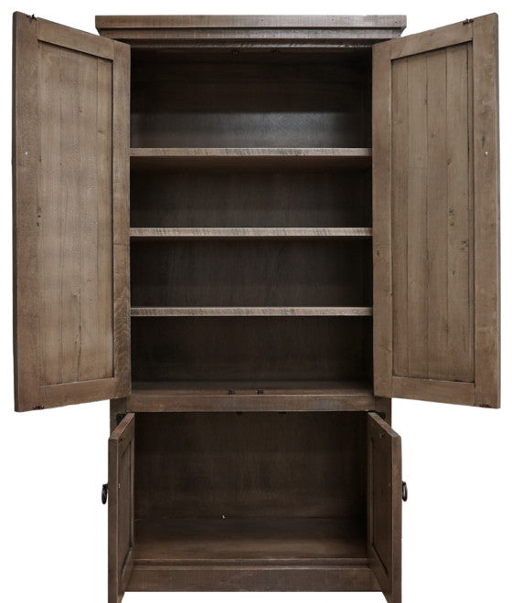 Barn Style Armoire / Kitchen Pantry, Distressed Black