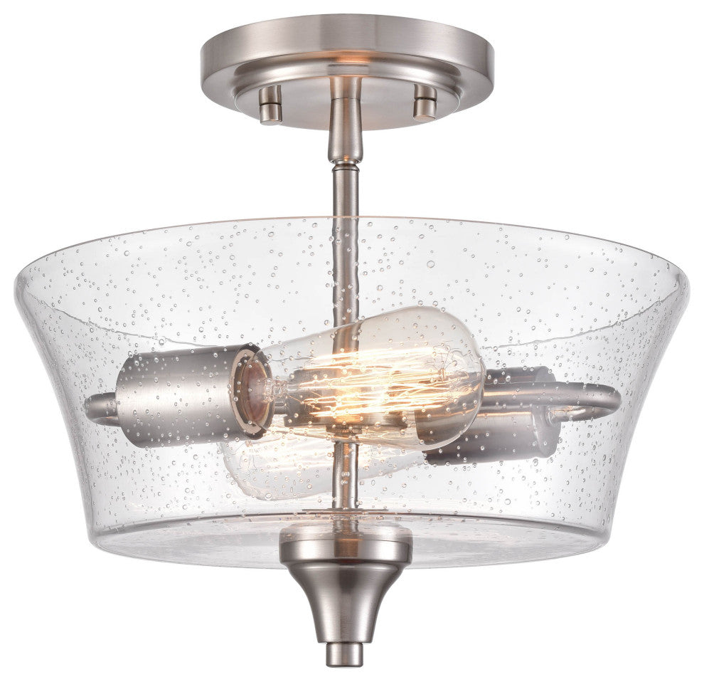 Caily Collection 2-LIght 11" Brushed Nickel Semi-Flush