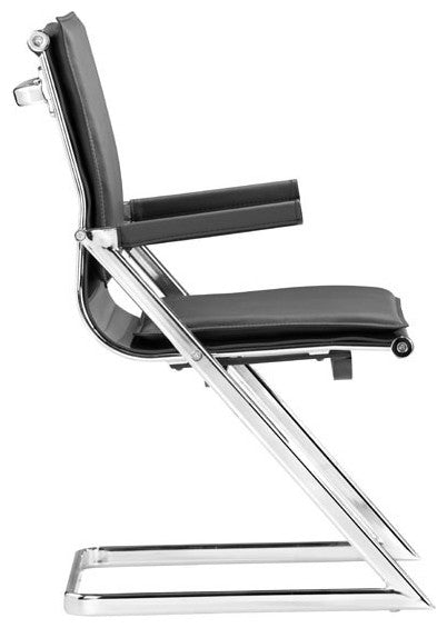 HomeRoots Set of 2 Black Leatherette Conference Armchairs