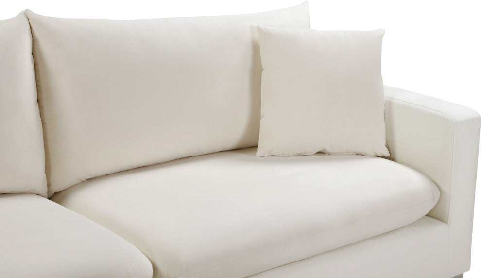 Naomi Velvet Upholstered Sofa, Cream