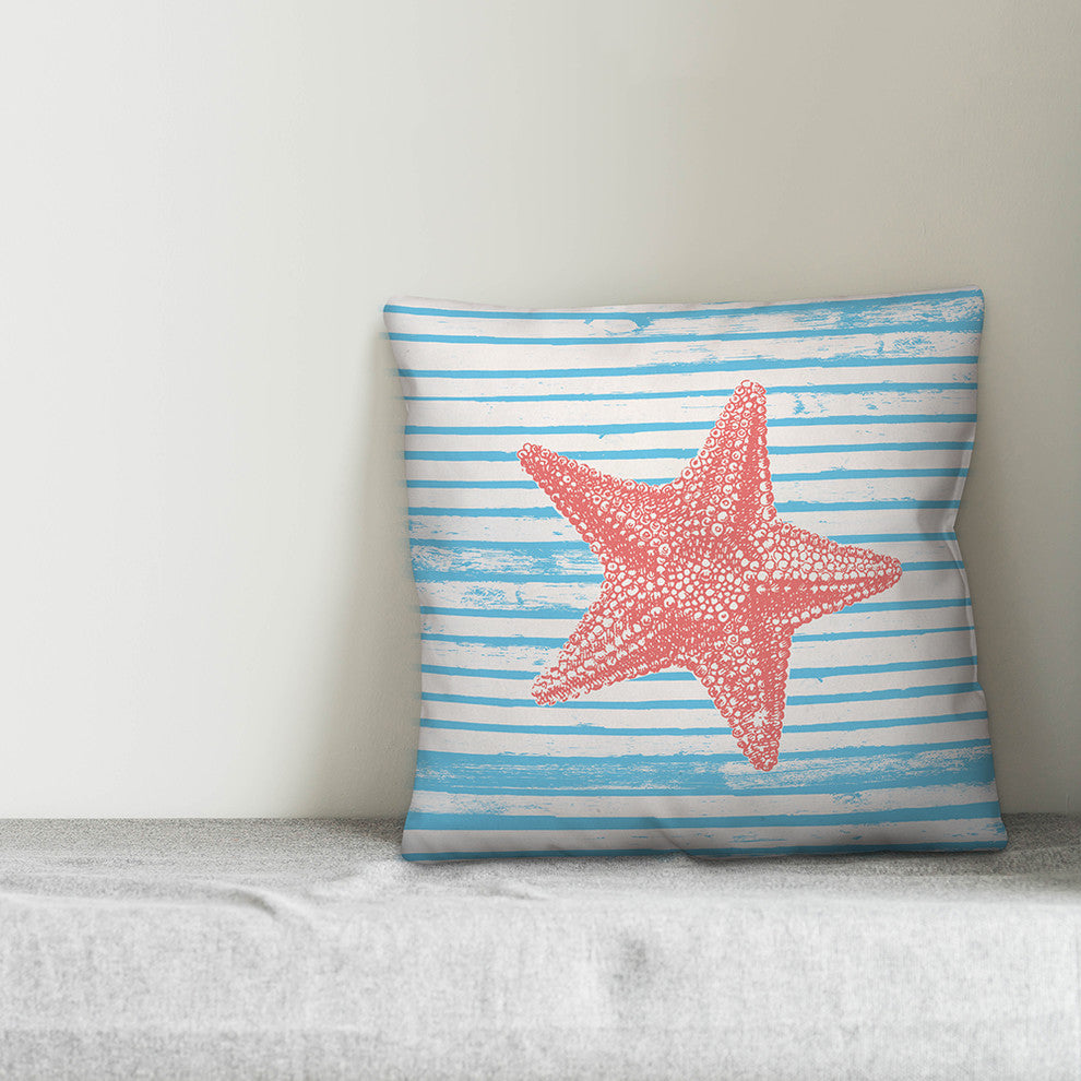 Starfish Stripe 18x18 Throw Pillow