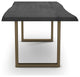 Brooks Dining Table, Ebonized, Brass, 40"x79", U-Base