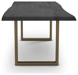 Brooks Dining Table, Ebonized, Brass, 40"x79", U-Base