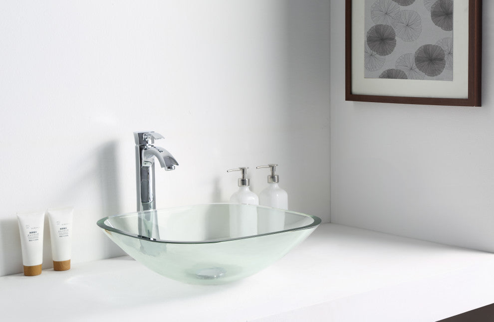 ANZZI Story Series Tempered Glass Bathroom Vessel Sink