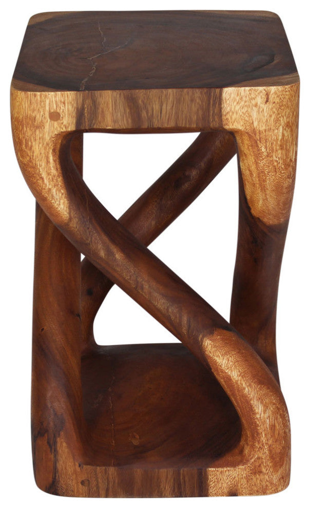 Haussmann Wood Vine Twist Stool Accent Table 14 in x 23 in H Cherry Oil