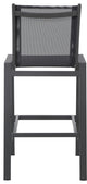 Nizuc Mesh Water Resistant Patio Aluminum Barstool (Set of 2), Black, Gray Frame