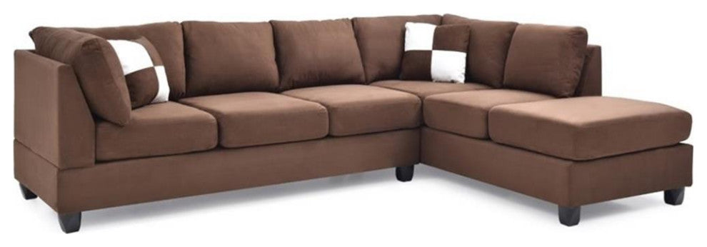 Glory Furniture Malone Microsuede Sectional in Chocolate