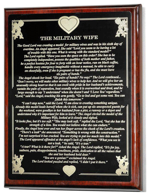 Military Wife Poem Plaque
