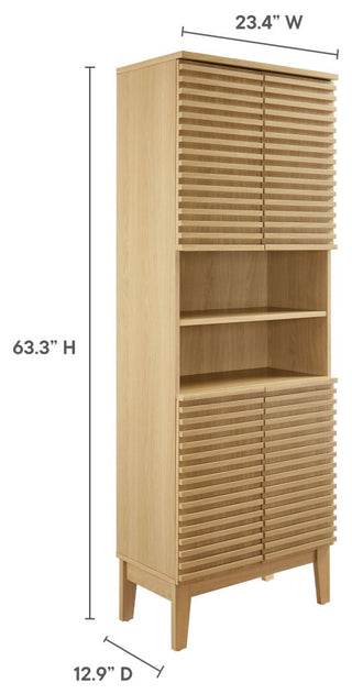 Render Tall Bathroom Storage Cabinet, Oak