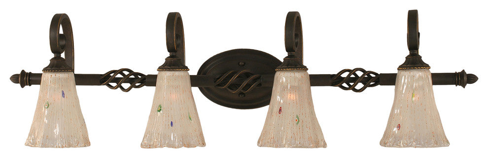 Elegante 4 Light Bath Bar, 5.5" Frosted Crystal Glass