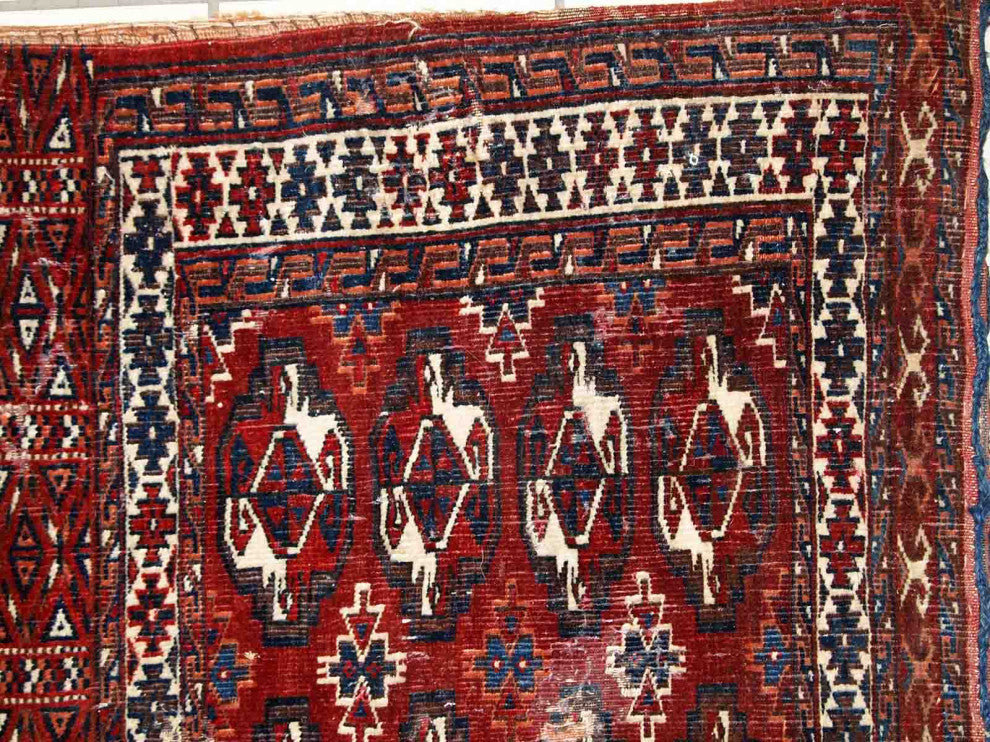 Handmade Antique Turkmen Yomud torba bag 2.2'x3.8', 70cmx118cm 1900s