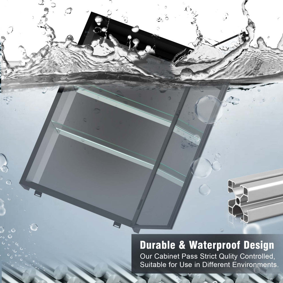 30"x39" Surface Mount Frameless LED Medicine Cabinet With Anti-Fog and Dimmable, Right Door