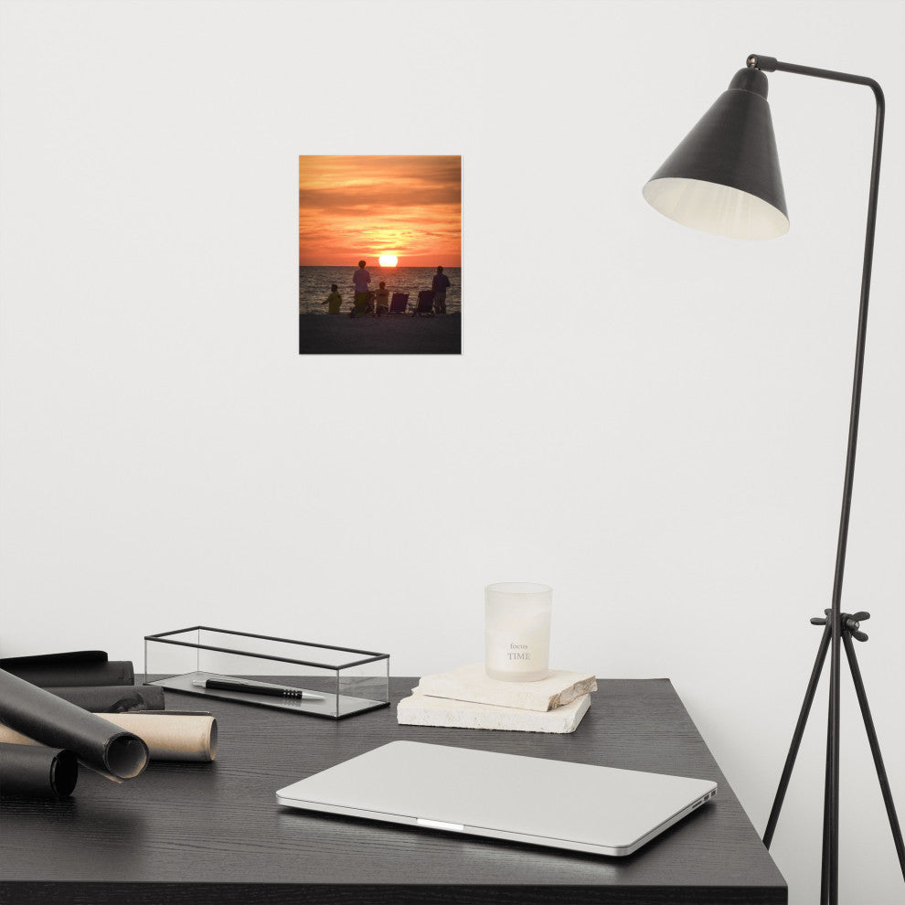 Summer Spectators Coastal Sunset Landscape Photo Wall Art Print - Decor, 8" X 10"