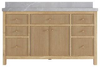 Sonoma Teak 60" Single Bath Vanity in Light  Natural With 2" Pearl Gray Quartz