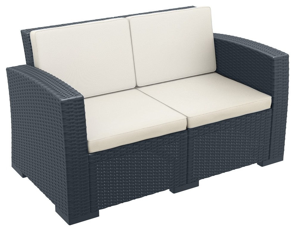 Monaco Resin Patio Seating Set With Cushion, 4 Person, Dark Gray
