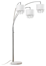 Palace 3-Light Crystal Pendant Arch Floor Lamp, White