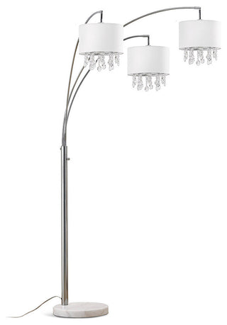 Palace 3-Light Crystal Pendant Arch Floor Lamp, White