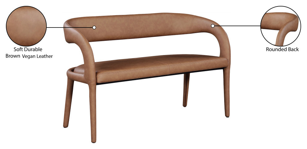 Sylvester Faux Leather Bench, Brown