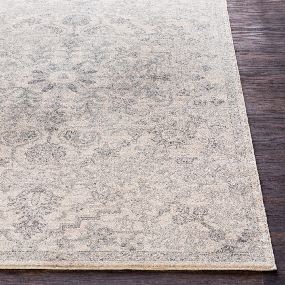 Harput Updated Traditional Light Gray, Charcoal Area Rug, 2'7"x7'3" Runner
