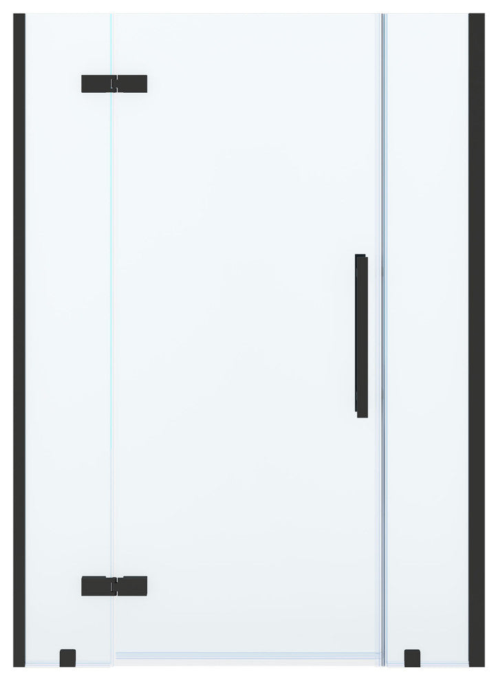 Tampa Alcove Frameless Pivot Hinge Shower Door Kit With Base Pan, Black, 54x36"
