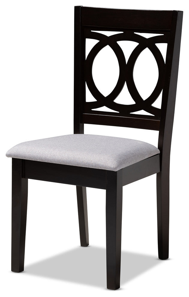 Quinn Gray Fabric Espresso Brown Finish Dining Chairs, Set of 4