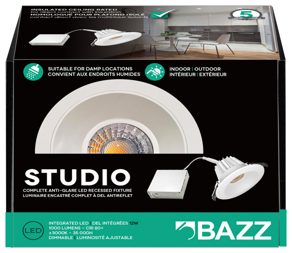 BAZZ DISK 4" Anti-Glare Damp location 1000 Lumens 3000K