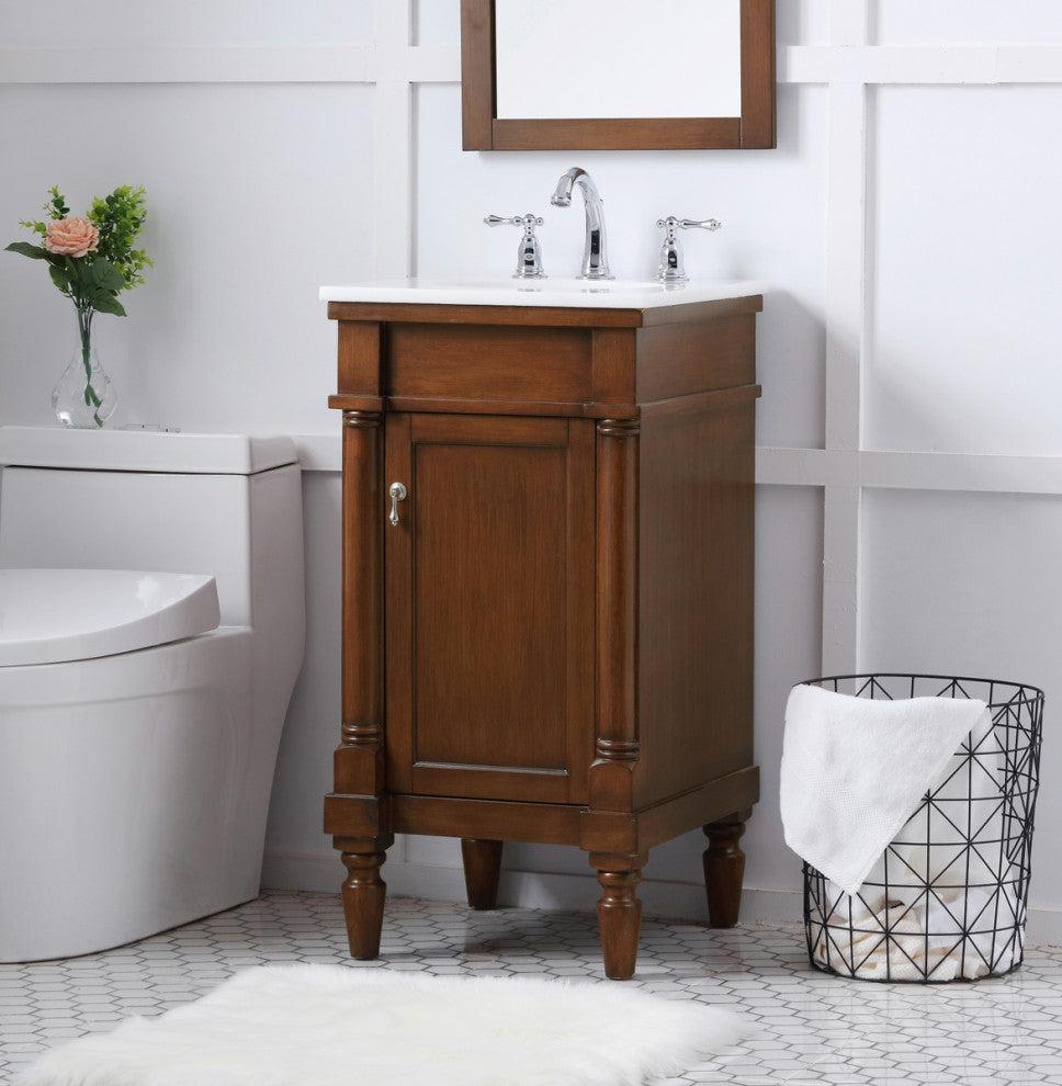 Lewis 18" Single Bathroom Vanity Set, Walnut