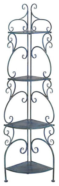 Safavieh Turuca 4 Tier Corner Shelf, Mossy Blue