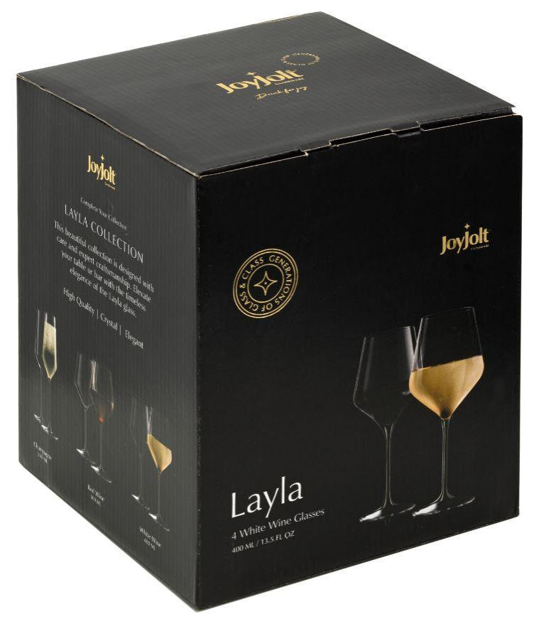 Layla Crystal White Wine Glasses 13.5 oz, Set of 4