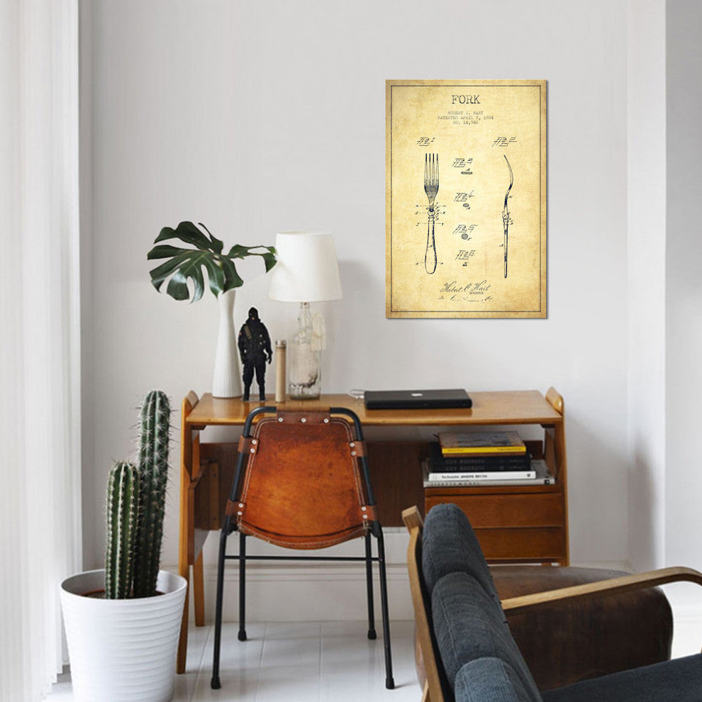 "Fork Vintage Patent Blueprint" by Aged Pixel, Canvas Print, 26"x18"