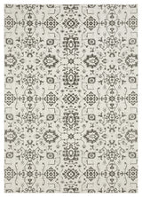 Iris Two-Tone Oriental Ivory/ Grey Area Rug 9'10" x 12'10"