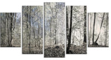 Dark Morning in Forest Panorama, Landscape Canvas Art Print, 60"x32", 5 Panels