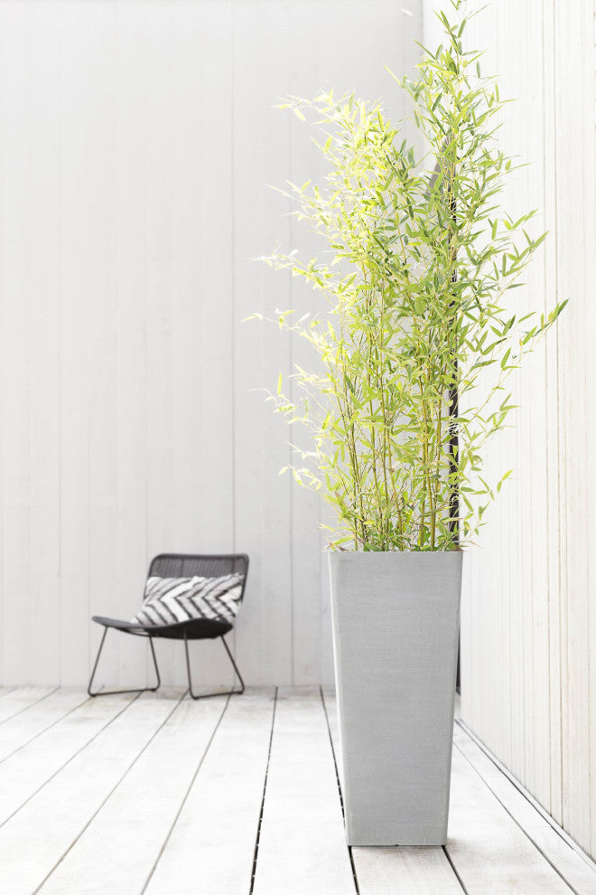 Ecopots Rotterdam Modern Recycled Mid High Plastic Planter, White Grey, 22"