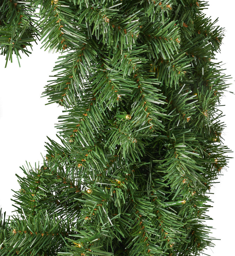 24" Noble Fir Warm White LED Artificial Christmas Wreath, Green