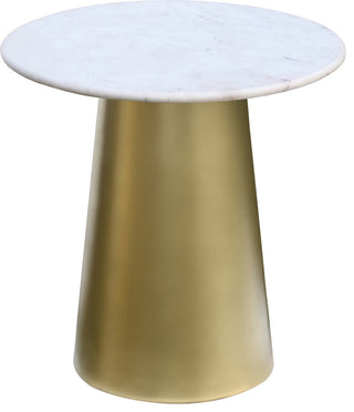 Sorrento End Table, Marble Top, Brushed Gold Metal Base